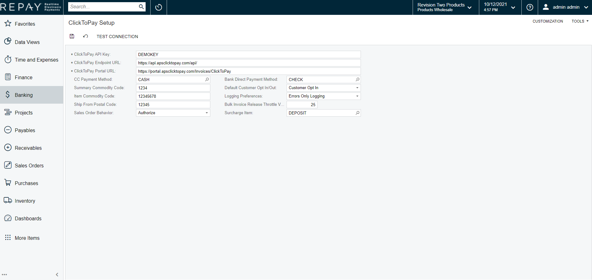 Acumatica_ClickToPay Setup